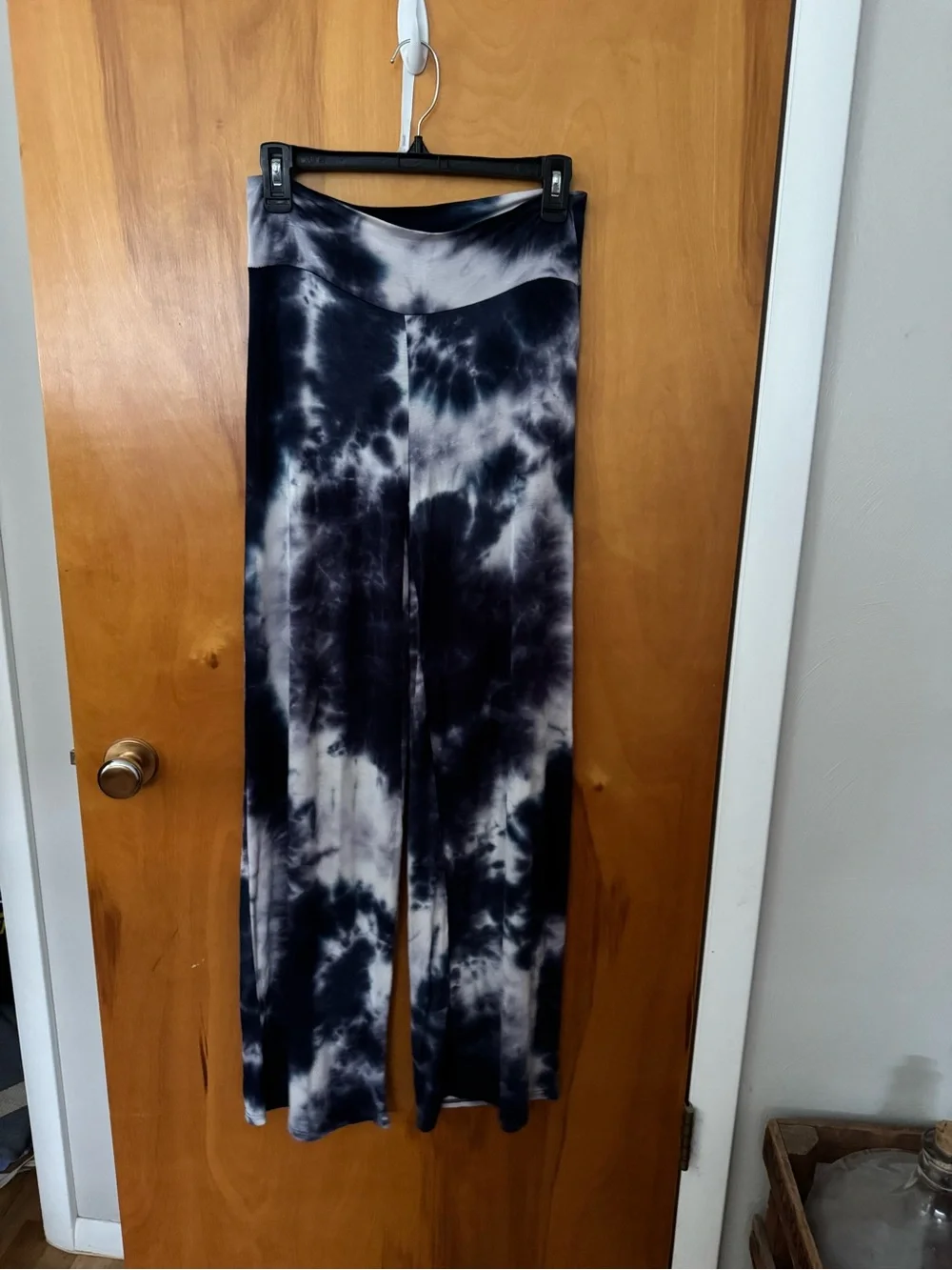 Tie-Dye Wide Leg Pants - Black and White